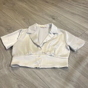 White LA Hearts Satin Crop Top Size S